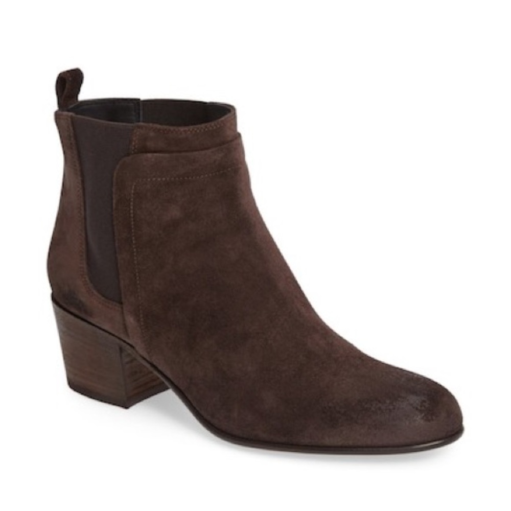 Vince Hallie Stacked Heel Suede Bootie